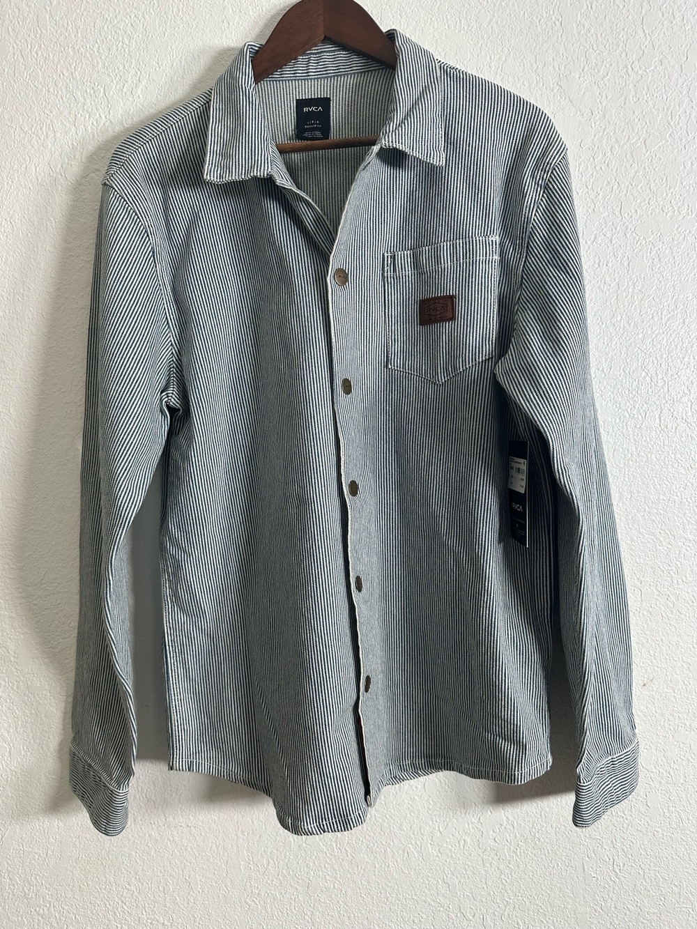RVCA Chainmail Hickory Overshirt LS NWT Size L